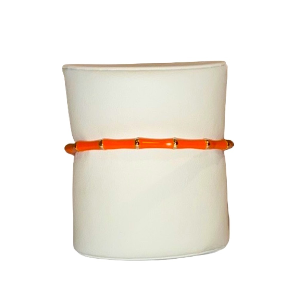 Fornash • Tiki Bangle Bracelet • Enamel • Bright Orange and Gold Tone